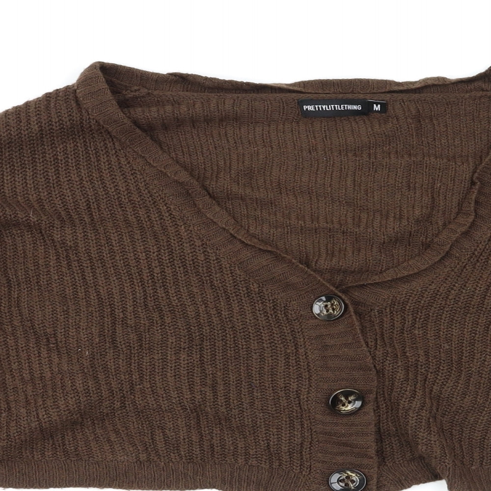 PRETTYLITTLETHING Womens Brown   Cardigan Jumper Size M
