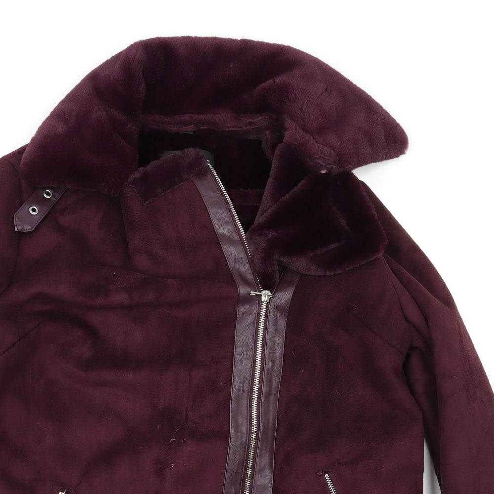Dorothy Perkins Womens Purple   Biker Coat Size 14