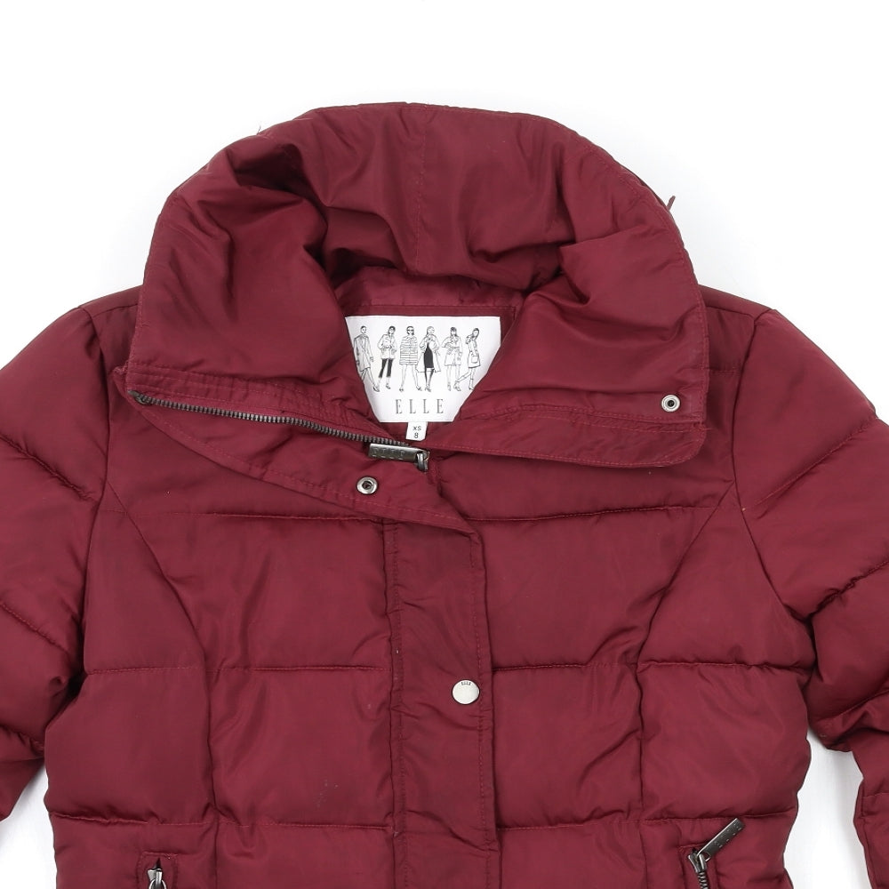 ELLE Womens Purple   Puffer Jacket Coat Size XS
