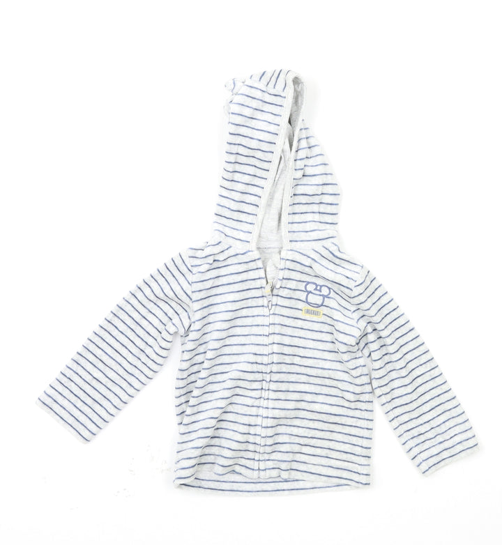 George Baby Grey Striped  Full Zip Jumper Size 9-12 Months