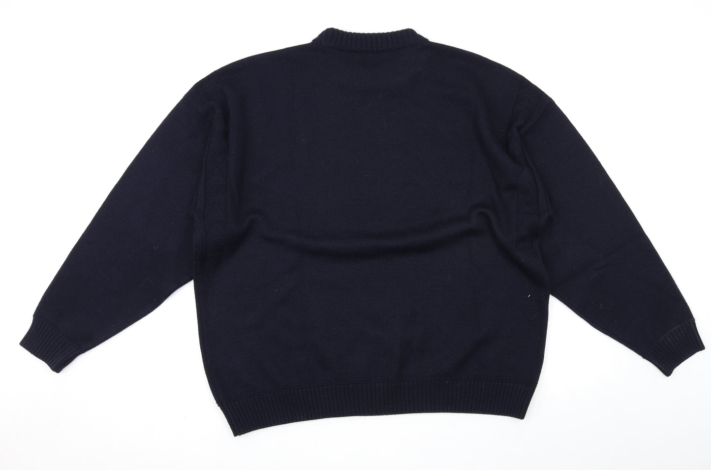 Marks and Spencer Mens Blue Houndstooth  Pullover Jumper Size XL