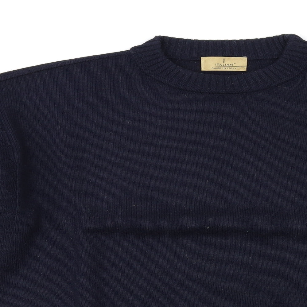 Marks and Spencer Mens Blue Houndstooth  Pullover Jumper Size XL
