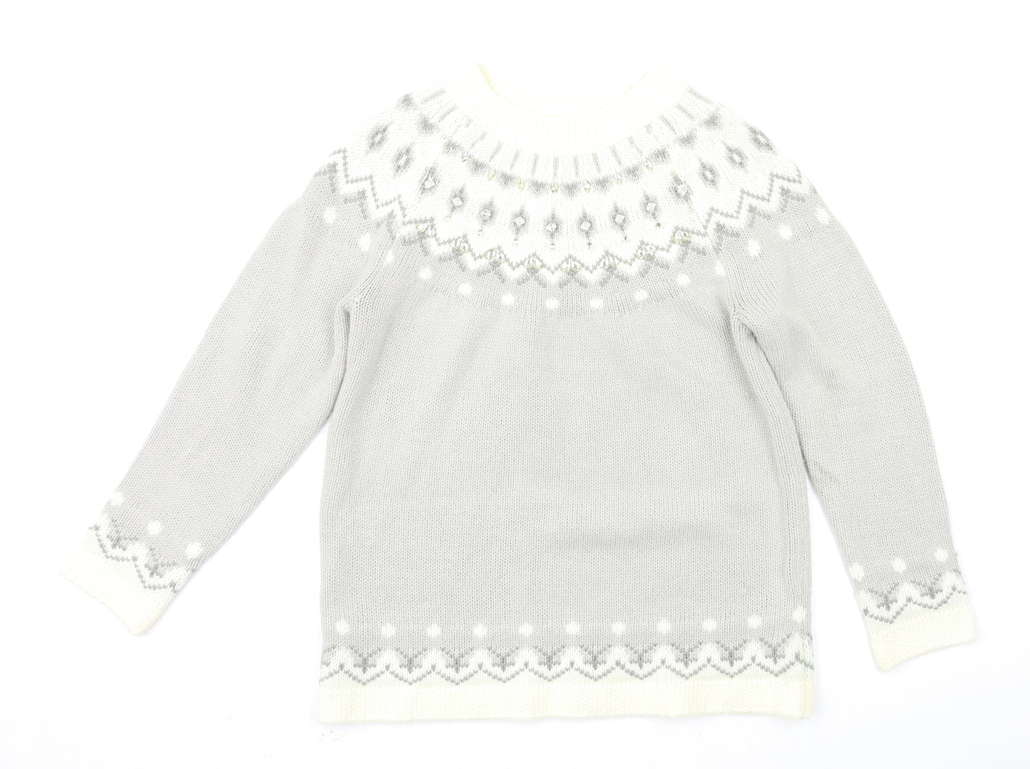 Cotton Traders Womens Grey Argyle/Diamond  Pullover Jumper Size 12