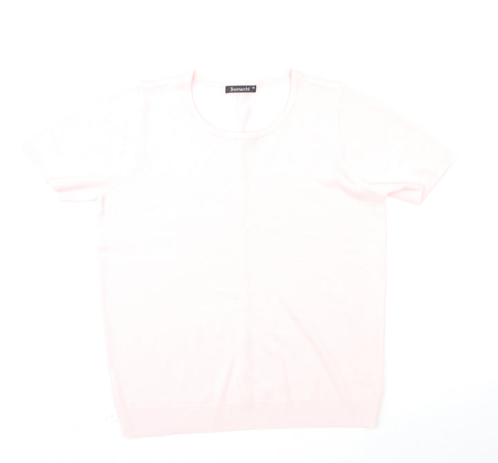 Bonmarché Womens Pink Houndstooth Pullover Jumper Size 16