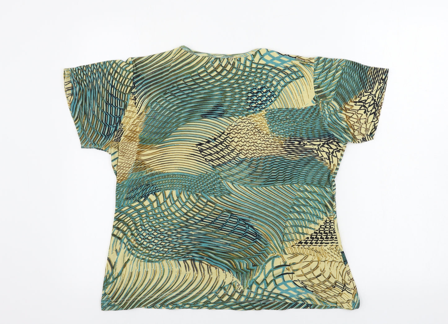 Sienna Womens Beige Geometric  Basic T-Shirt Size M