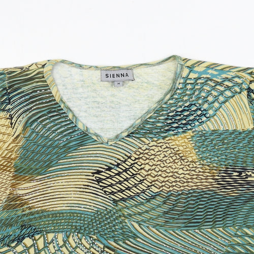 Sienna Womens Beige Geometric  Basic T-Shirt Size M