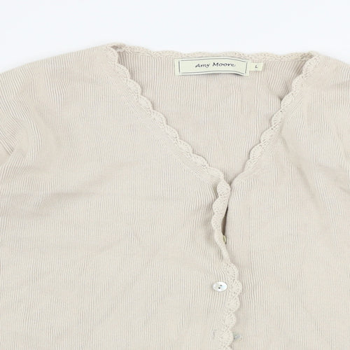 Amy Moore   Womens Beige   Cardigan Jumper Size L