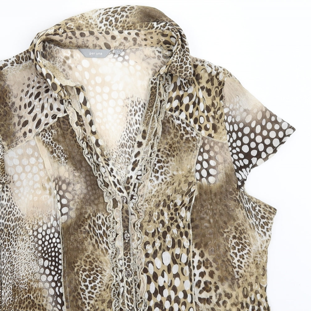 Per Una Womens Brown   Basic Button-Up Size 14