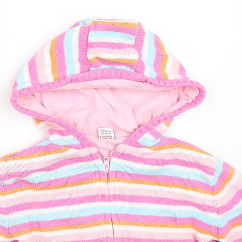 TU Girls Pink Striped  Jacket  Size 18-24 Months
