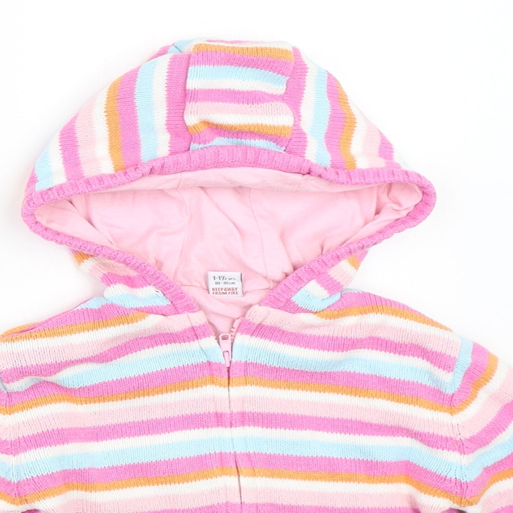 TU Girls Pink Striped  Jacket  Size 18-24 Months