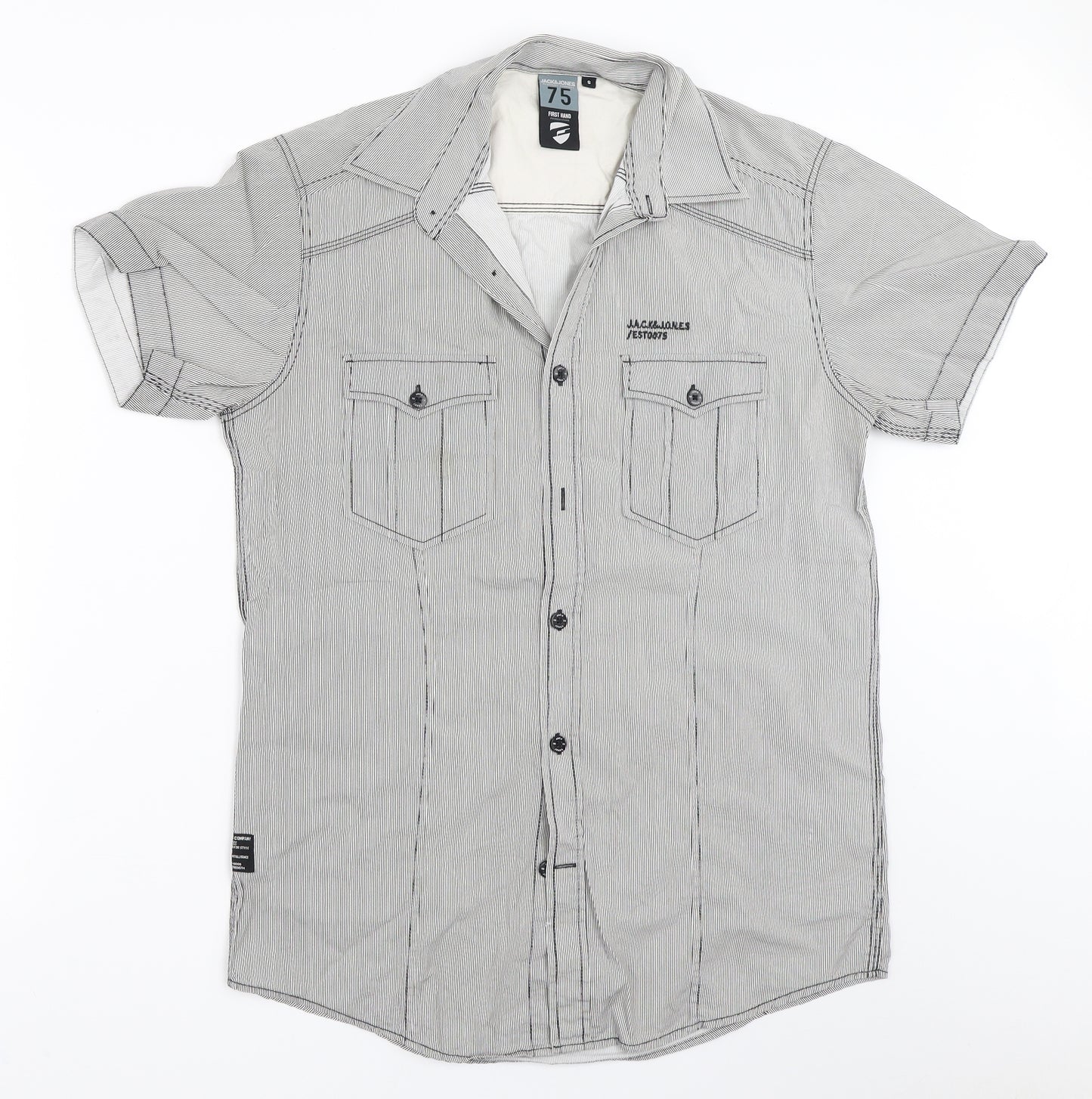 JACK & JONES Mens Grey    Button-Up Size S