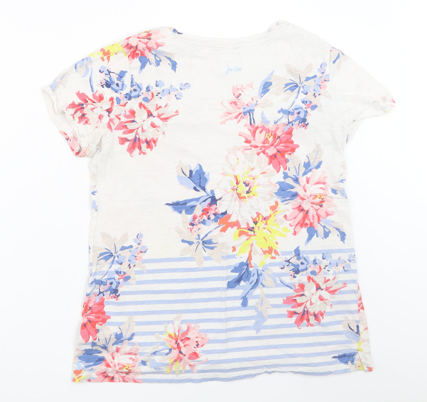 Joules Womens White Floral  Basic T-Shirt Size 12