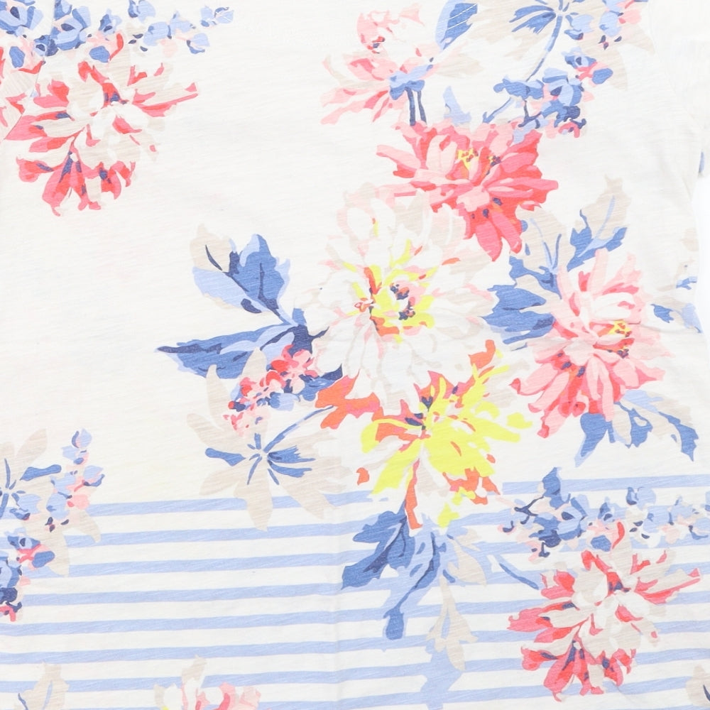Joules Womens White Floral  Basic T-Shirt Size 12