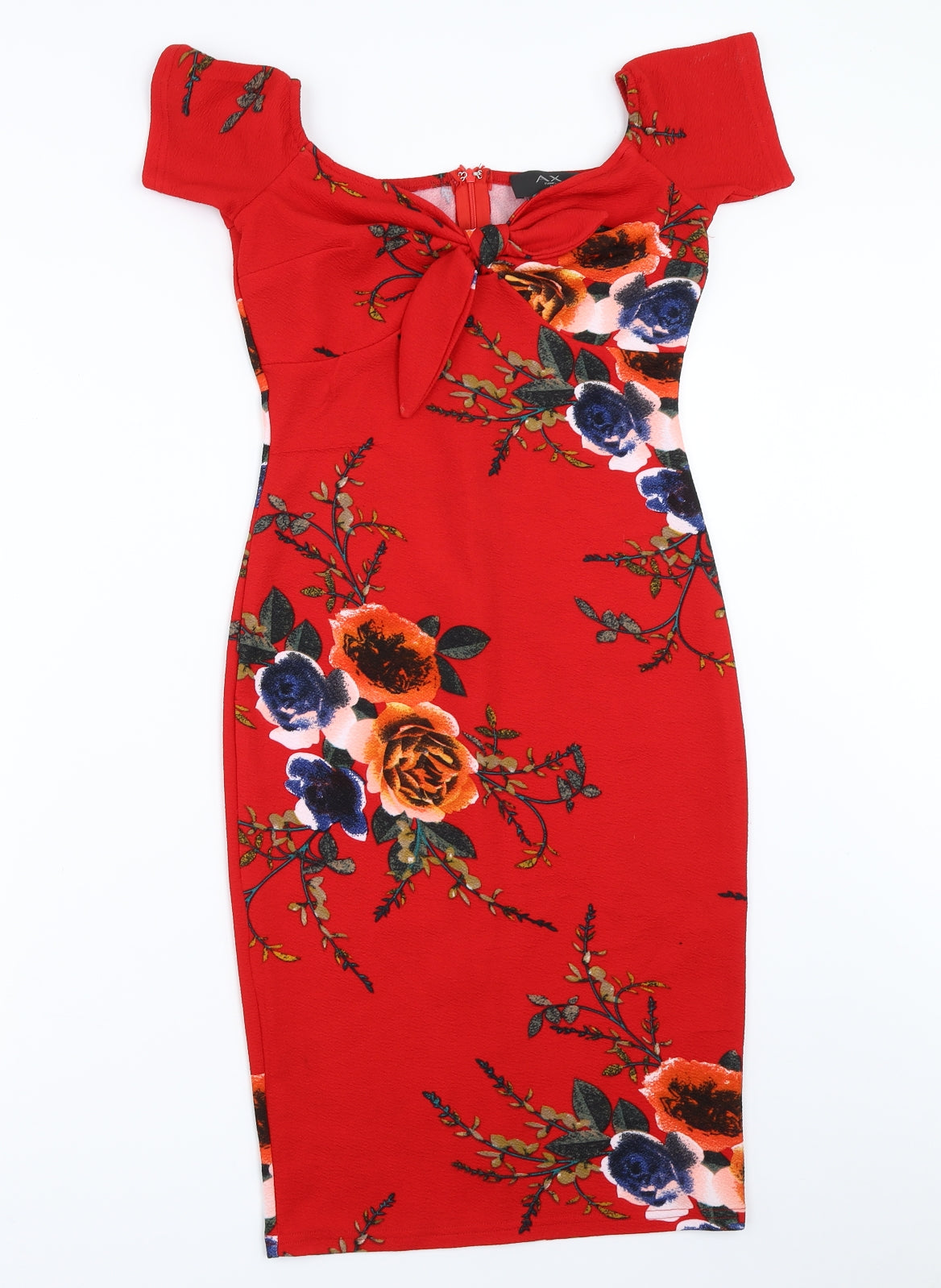 AX Paris Womens Red Floral  Bodycon  Size 8
