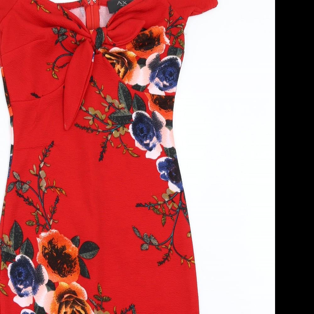 AX Paris Womens Red Floral  Bodycon  Size 8