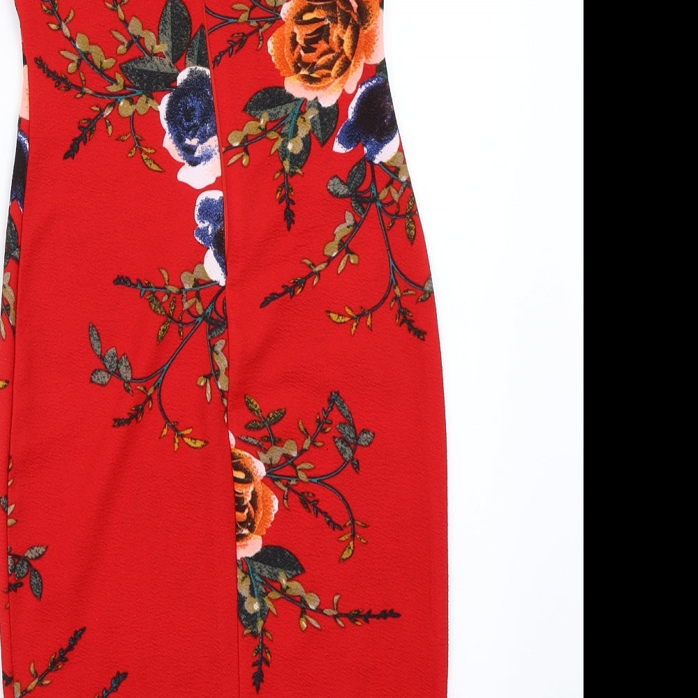 AX Paris Womens Red Floral  Bodycon  Size 8