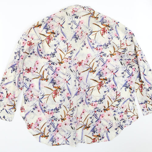 H&M Womens Ivory Floral  Basic Button-Up Size 38