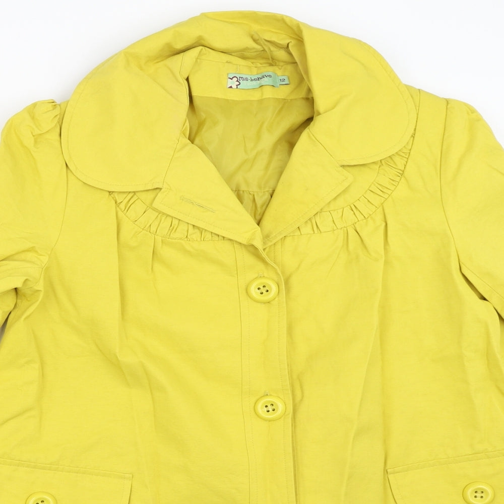 Misbehave Womens Yellow   Overcoat Coat Size 12