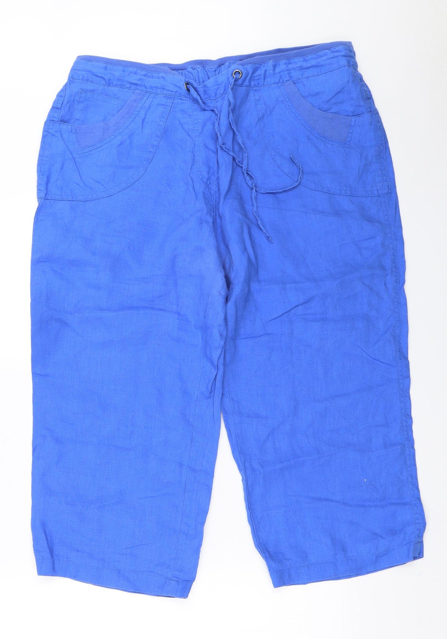 Marks and Spencer Womens Blue   Cropped Trousers Size 16 L21 in