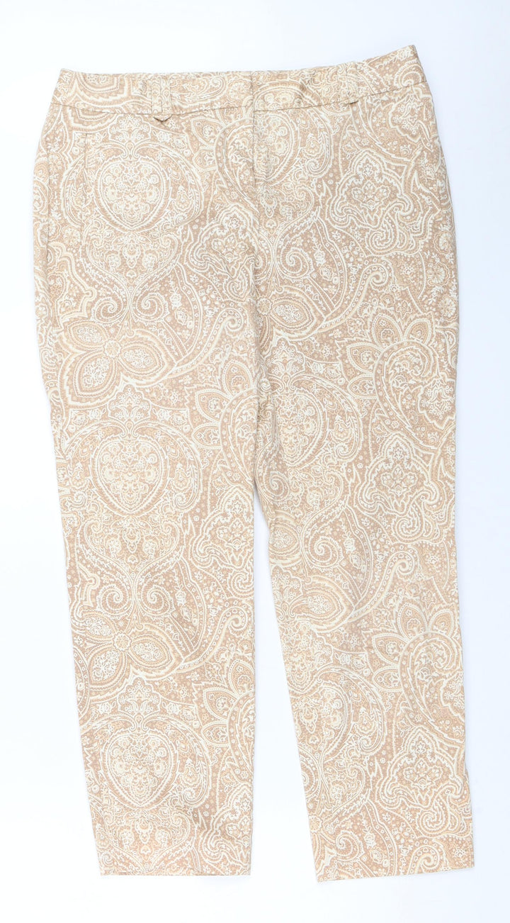 Charter Club Womens Beige Geometric Capri Trousers Size 10 L26 in