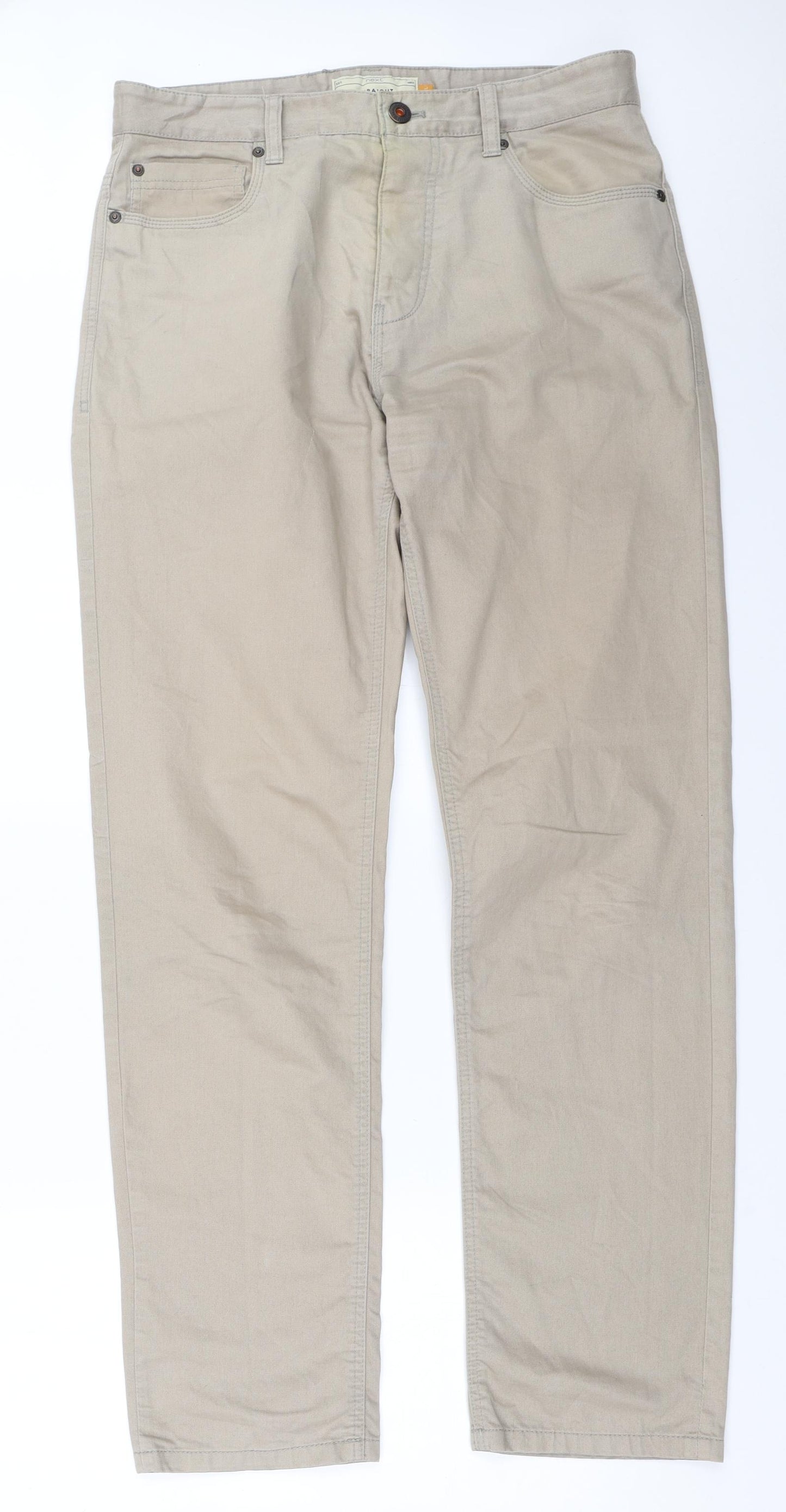 NEXT Mens Beige   Chino Trousers Size 32 in L33 in