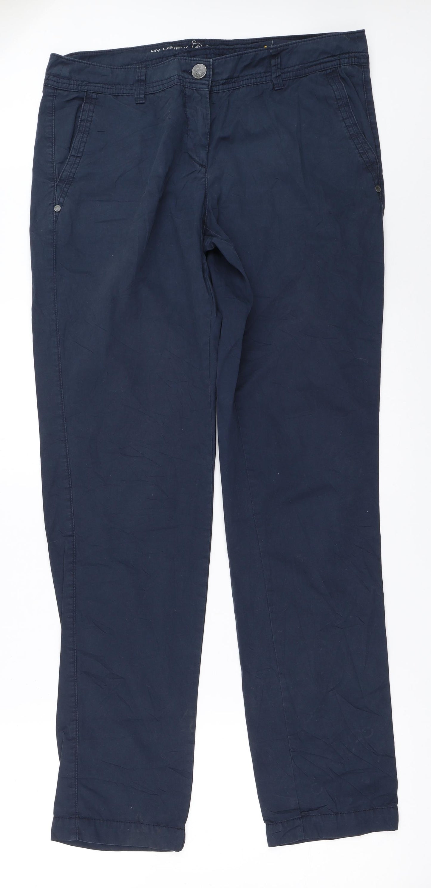 s.Oliver Womens Blue   Chino Trousers Size 14 L33.5 in