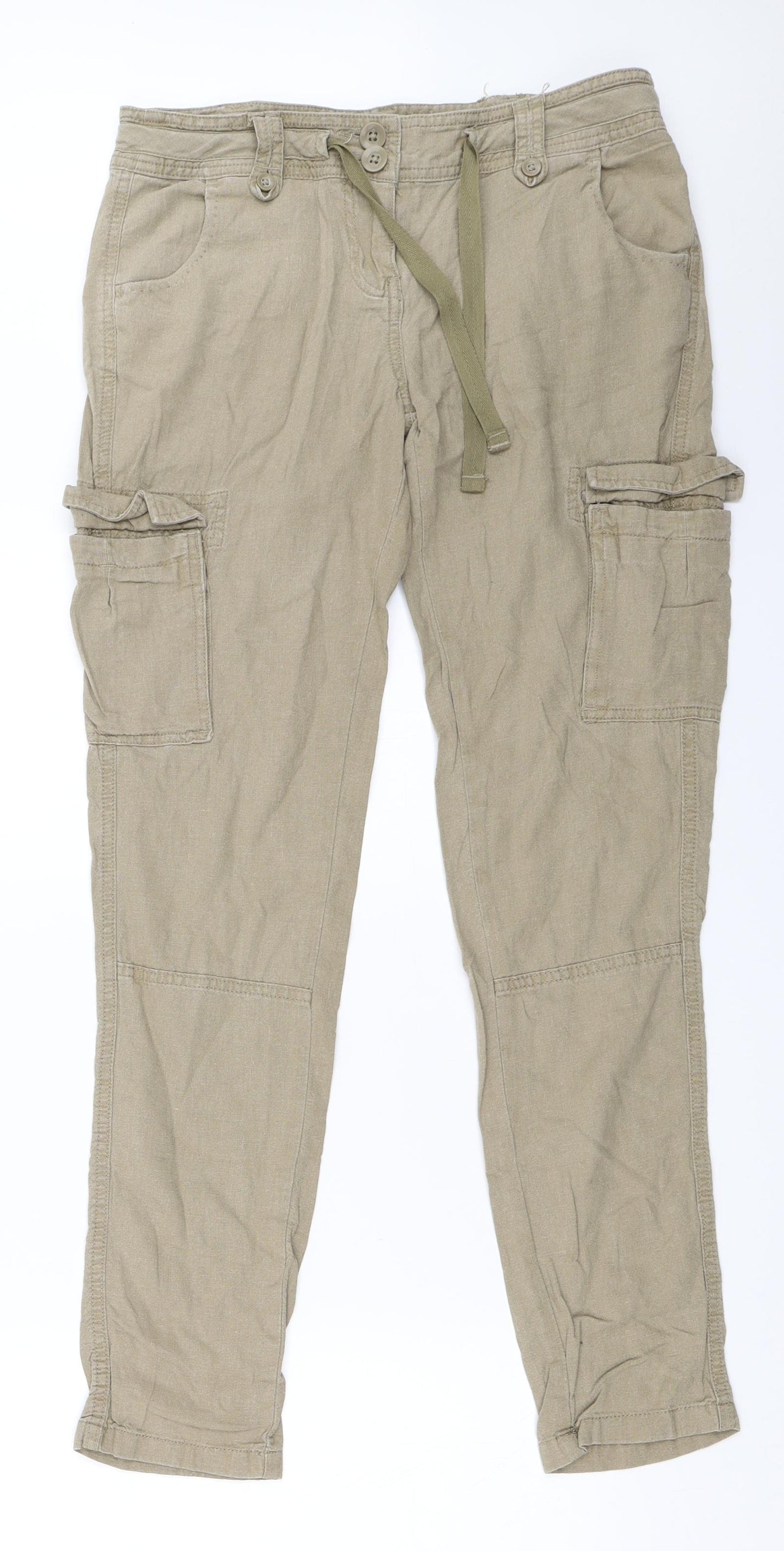 NEXT Womens Beige   Cargo Trousers Size 6 L29 in