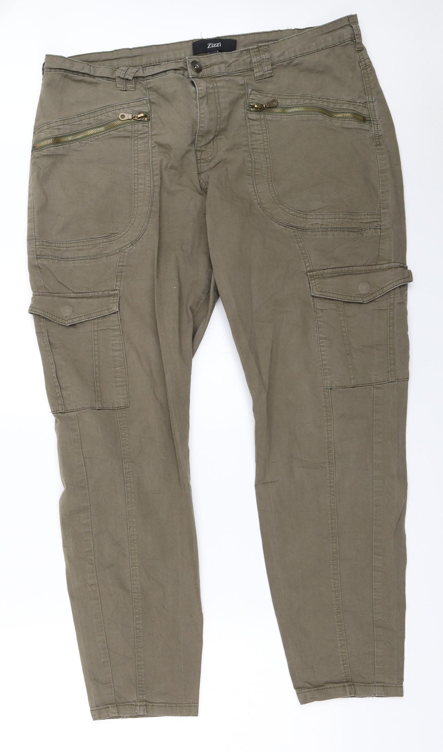 Zizzi Womens Green   Cargo Trousers Size 46 L29 in