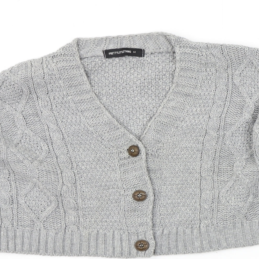 PRETTYLITTLETHING Womens Grey   Cardigan Jumper Size M