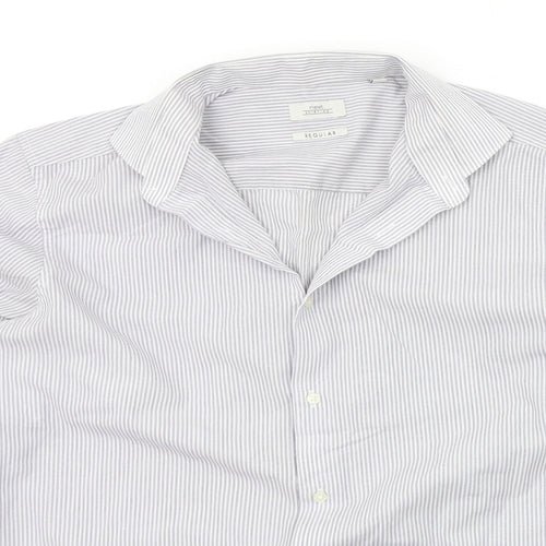 NEXT Mens Blue Striped   Button-Up Size 15.5