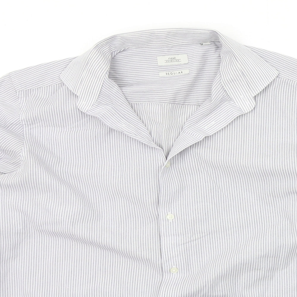 NEXT Mens Blue Striped   Button-Up Size 15.5