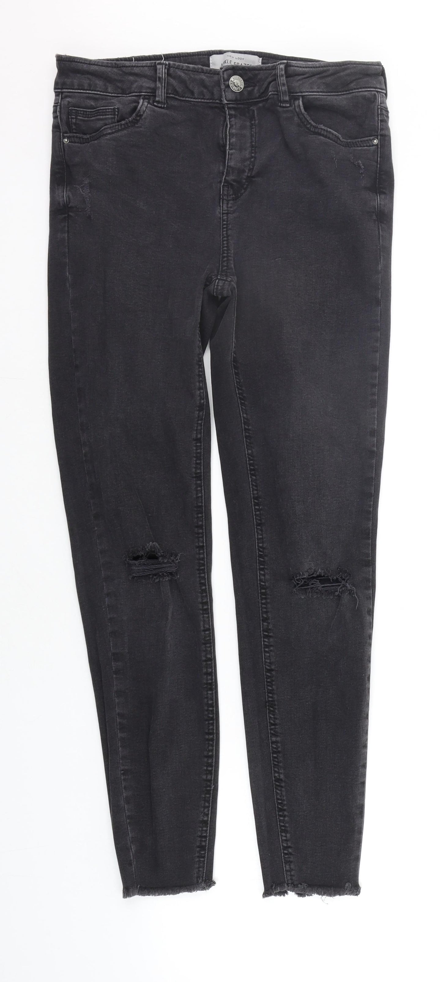 New Look Womens Grey   Straight Jeans Size 12 L25 in