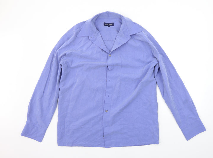 River Island Mens Blue Button-Up Size L