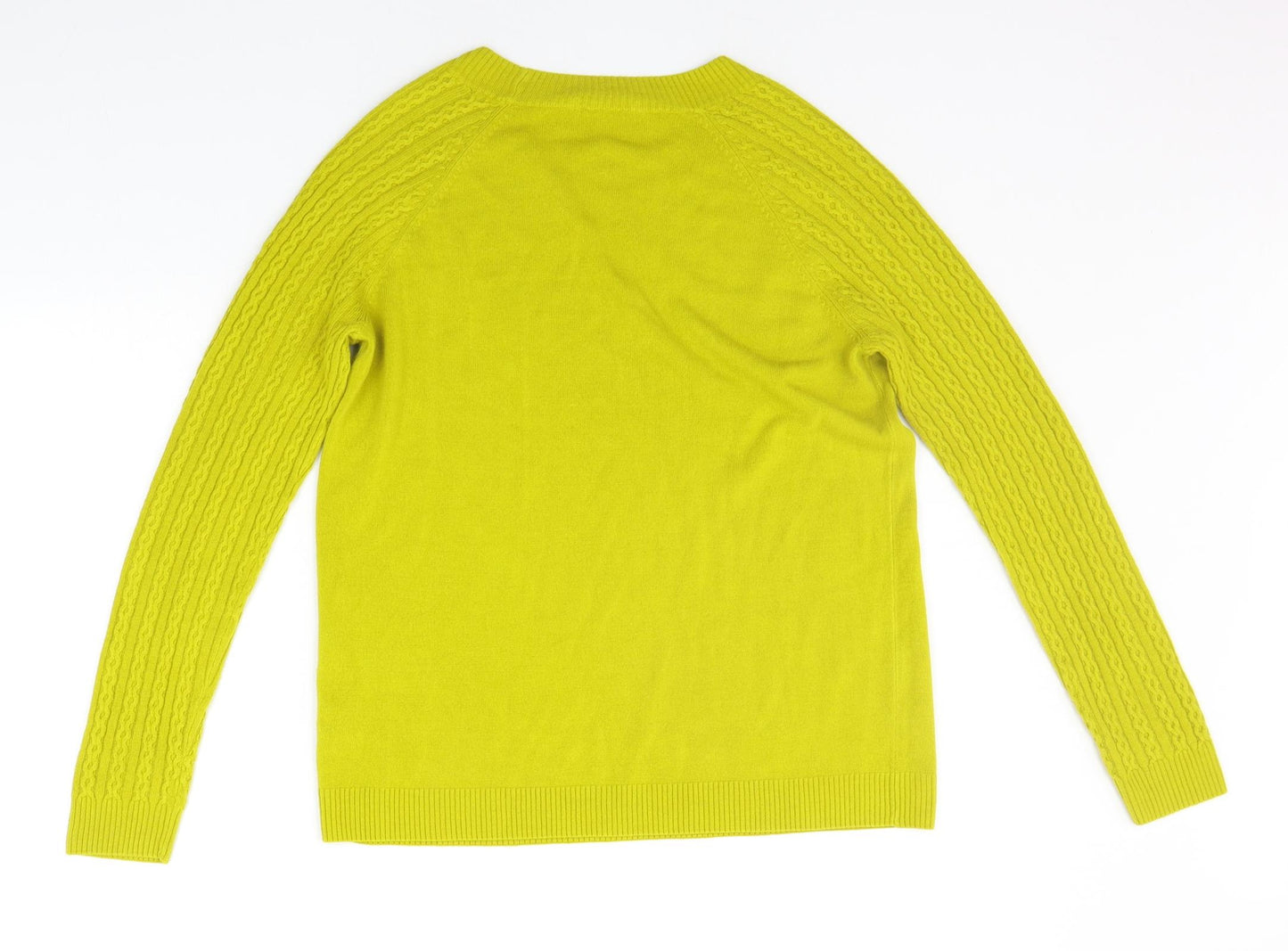 TU Womens Yellow Houndstooth  Pullover Jumper Size 14