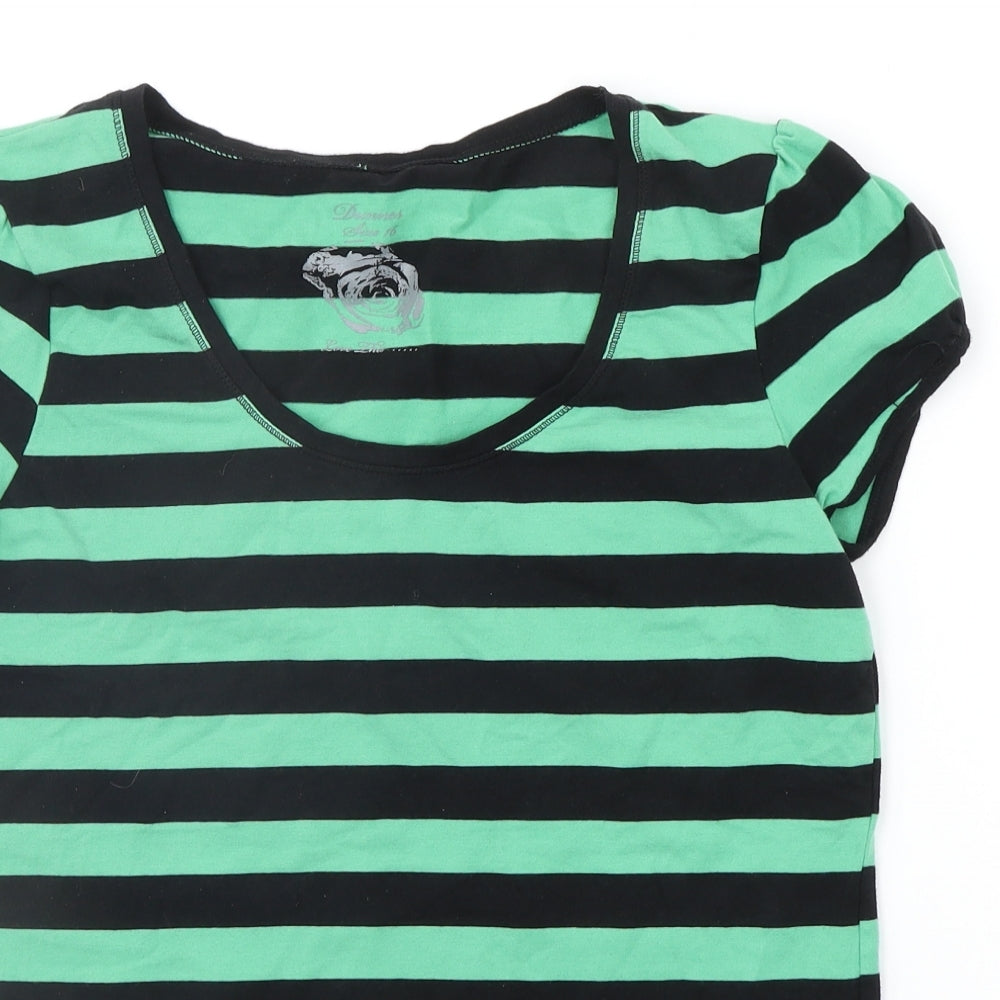 st bernard Womens Green Striped  Basic T-Shirt Size 16