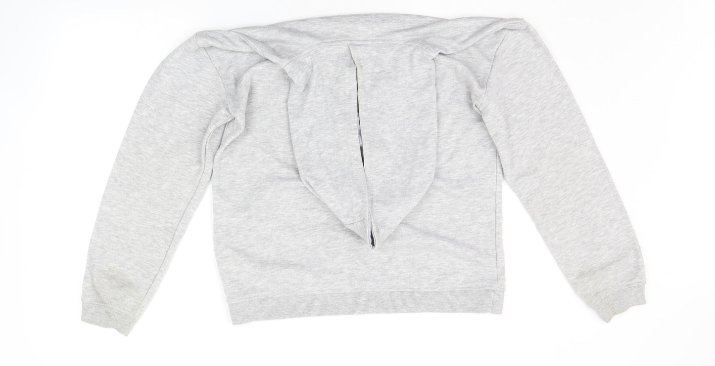 Primark Girls Grey Houndstooth  Henley Hoodie Size 14-15 Years  - UNICORN