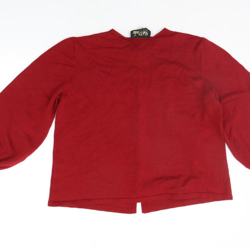 BOB MODERN Womens Red Floral  Cardigan Jumper Size M