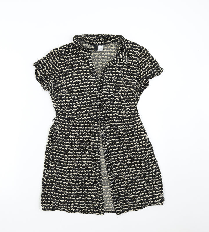 H&M Womens Black   Tunic Button-Up Size 8