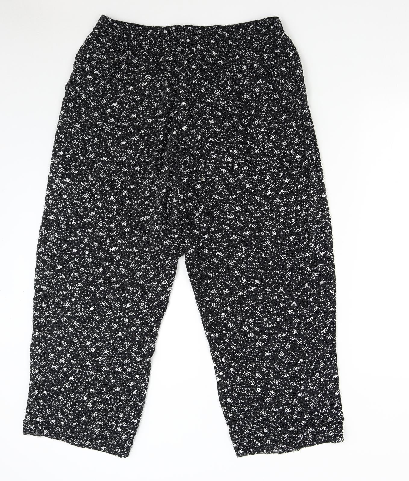 Emma Collection Womens Black Floral  Trousers  Size XL L23 in
