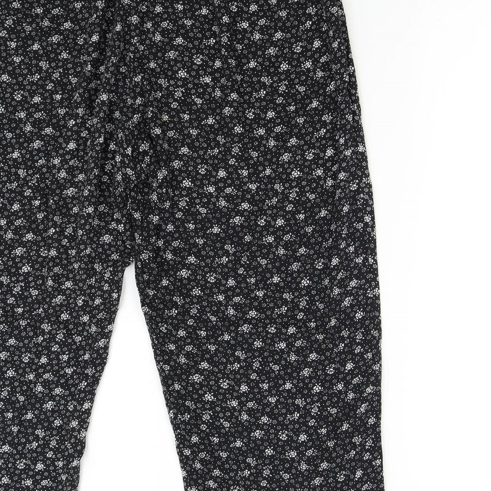 Emma Collection Womens Black Floral  Trousers  Size XL L23 in