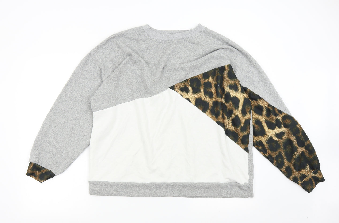 Boohoo Womens Multicoloured Animal Print  Pullover Sweatshirt Size 16