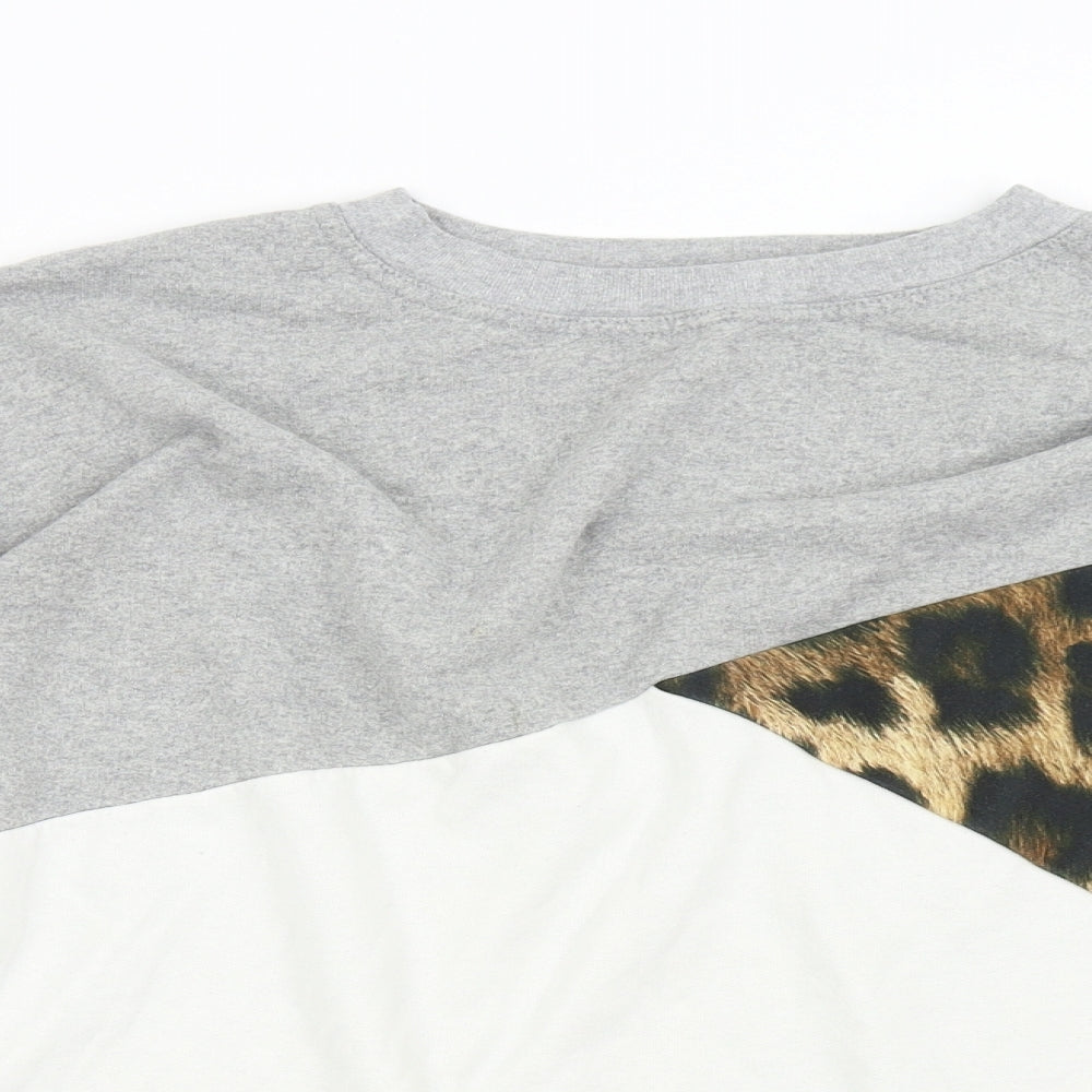 Boohoo Womens Multicoloured Animal Print  Pullover Sweatshirt Size 16