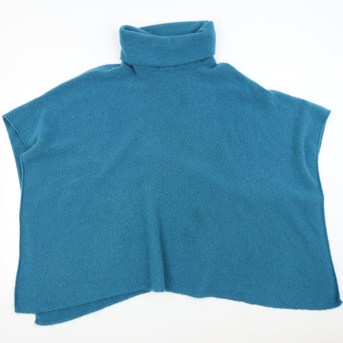 Pomodoro Womens Blue  Knit Jacket Poncho One Size