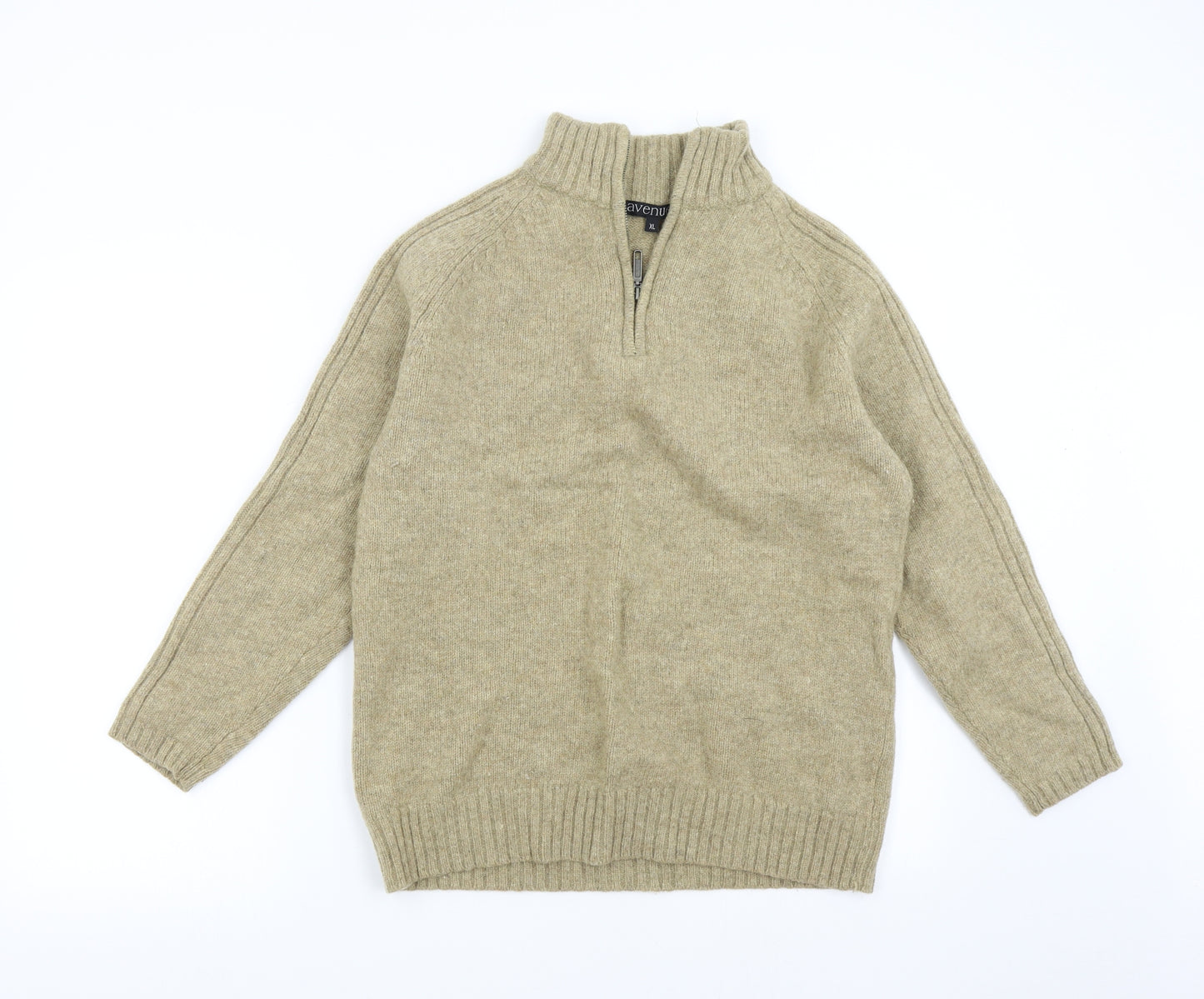 Avenue Mens Brown  Knit Henley Jumper Size XL  - 100% Lambswool