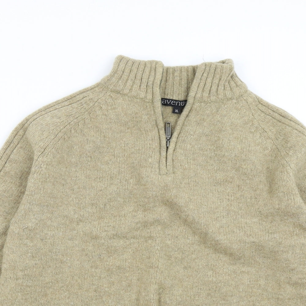 Avenue Mens Brown  Knit Henley Jumper Size XL  - 100% Lambswool