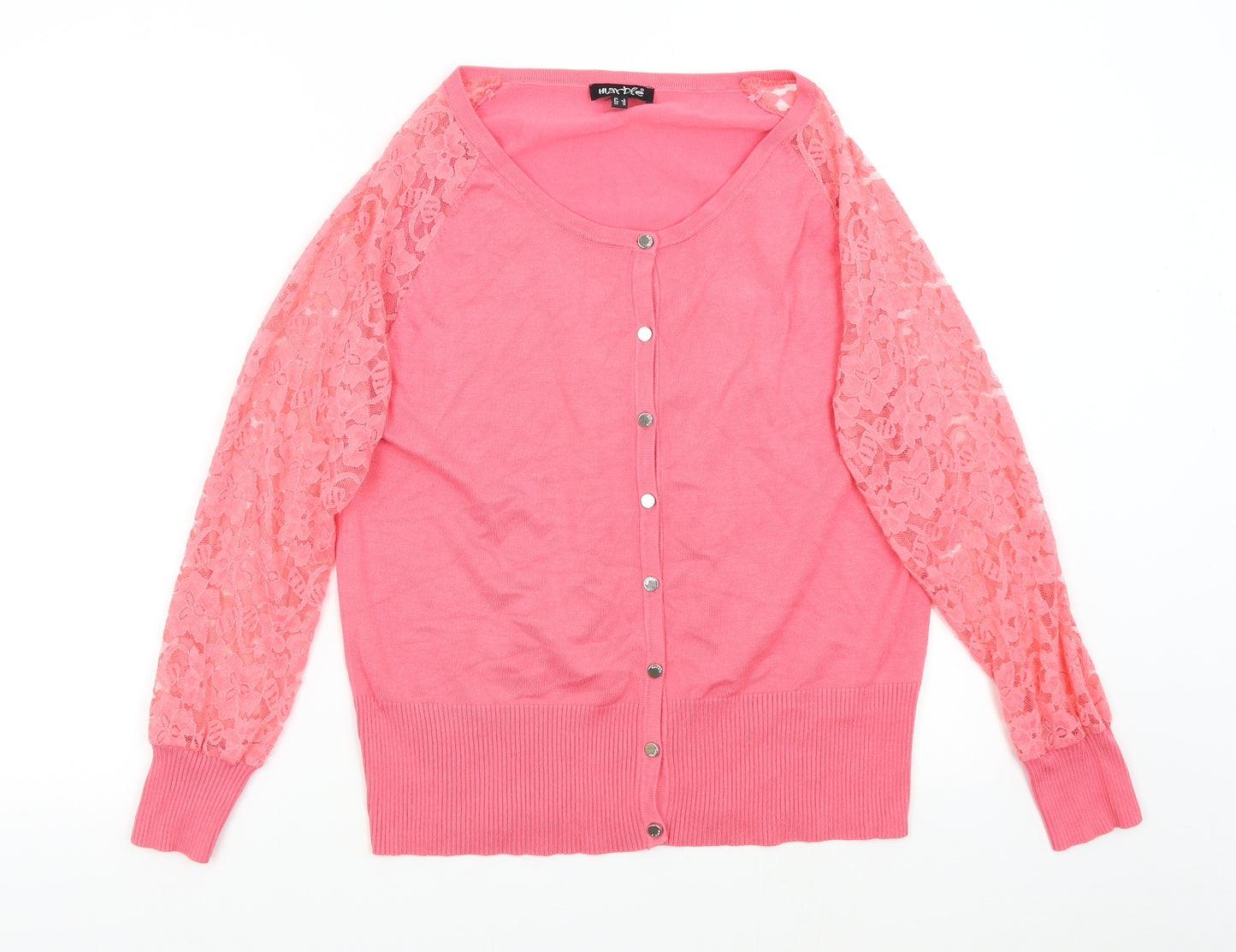 Marble Womens Pink  Knit Cardigan Jumper Size M  - Lace Sleeves