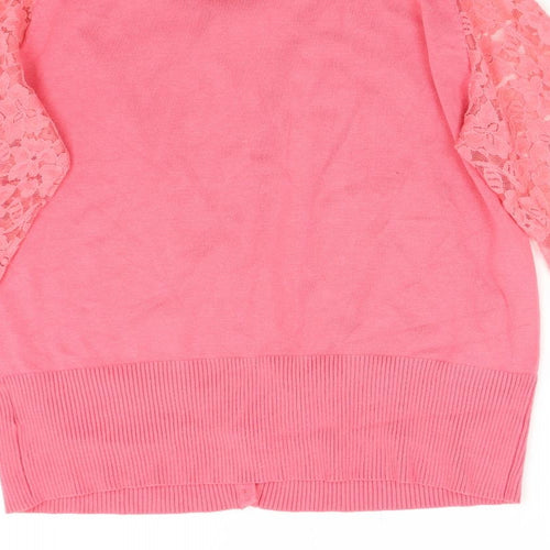 Marble Womens Pink  Knit Cardigan Jumper Size M  - Lace Sleeves