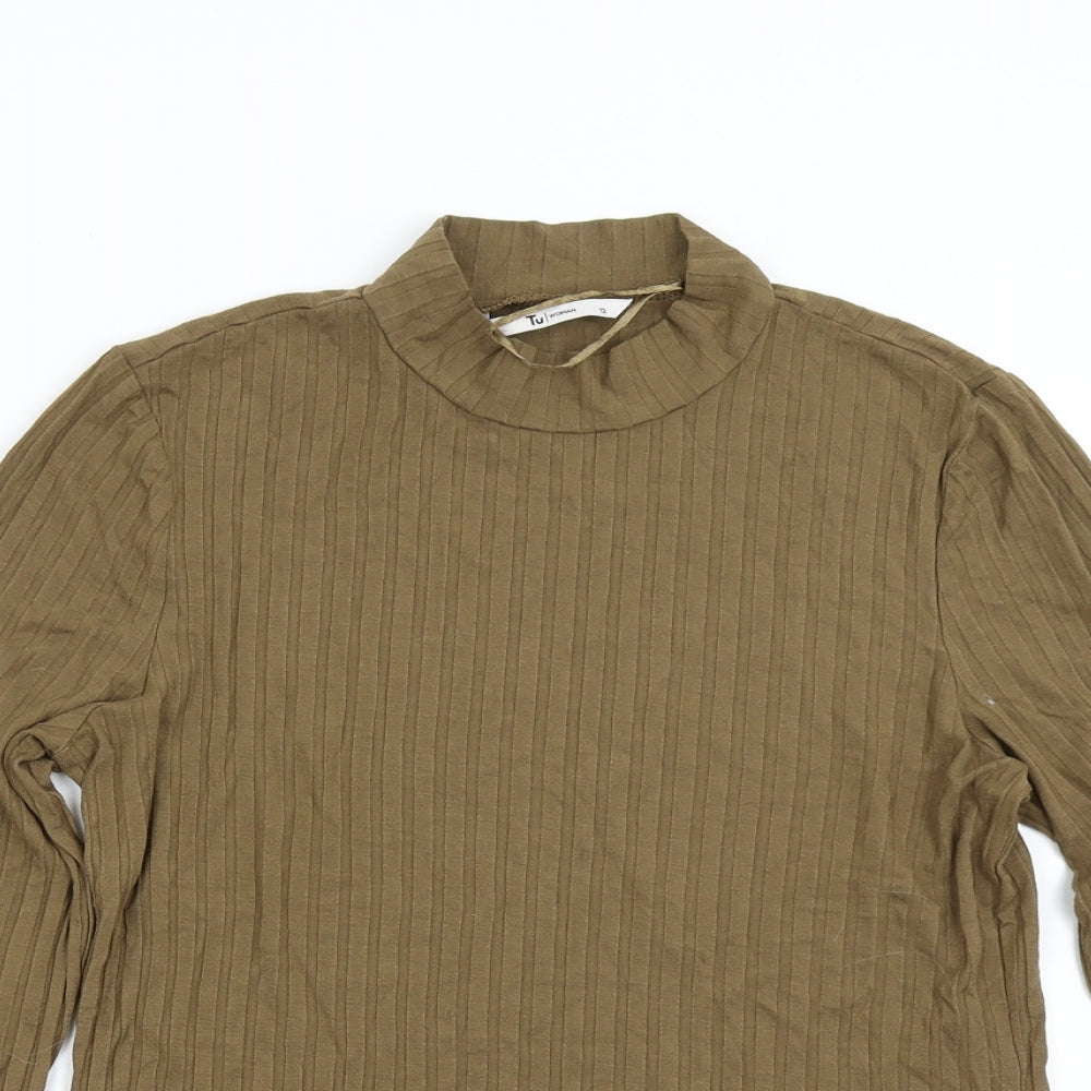 TU Womens Brown   Basic T-Shirt Size 12