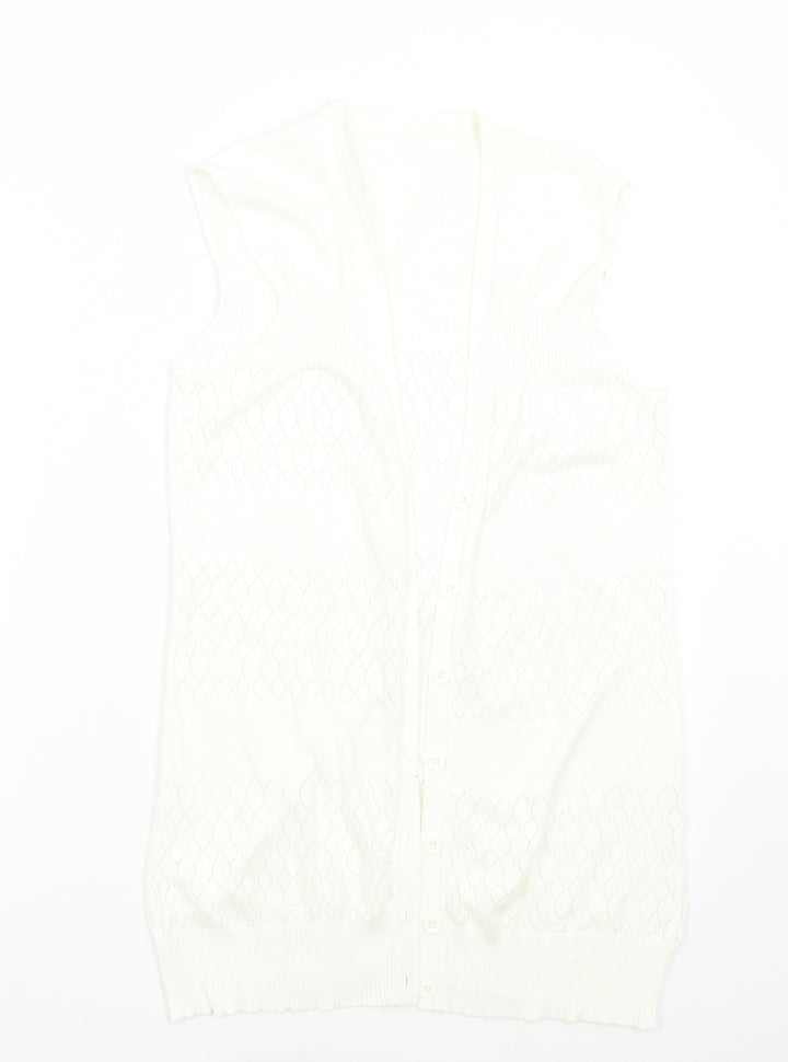 Topshop Womens Ivory  Knit Cardigan Jumper Size 10