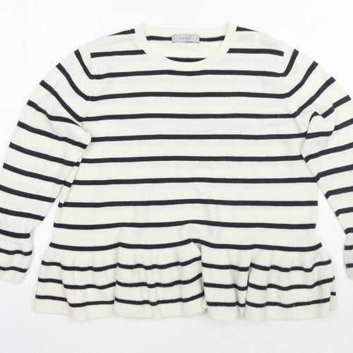 Per Una Womens White Striped  Pullover Jumper Size 14